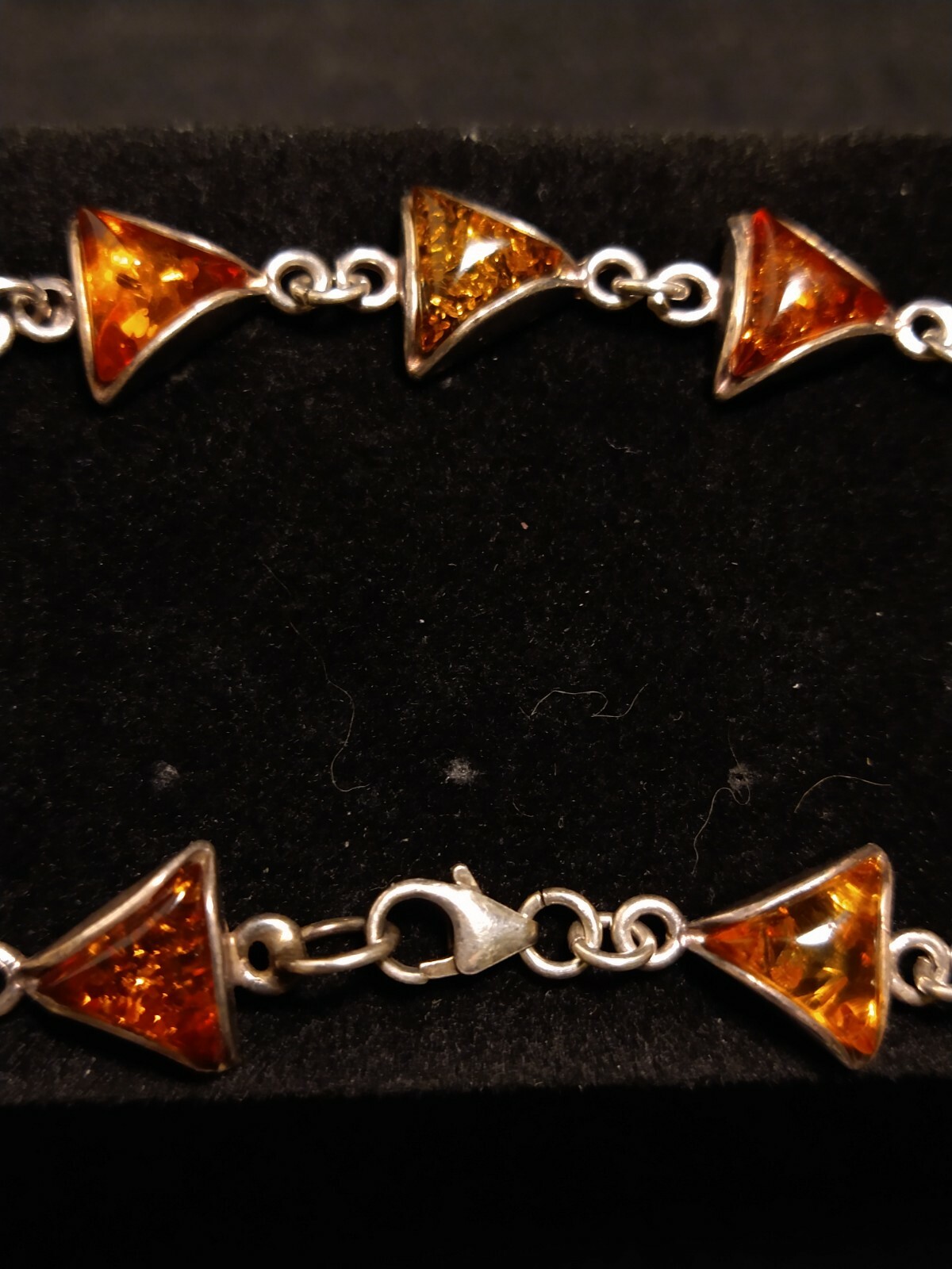 Sterling Silver Triangular Cut Amber Gemstone Bra… - image 4