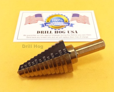 7/16-1-1/8 Step Drill Step Bit Reamer M7 UNIBIT Drill Hog  Lifetime Warranty 