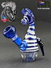 5.5" Inch Glass Hookah Water Pipe Bong Zebra Blue