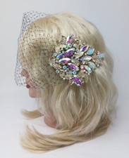 Wedding Birdcage Veil with Crystal Hair Clip, Wedding Headpiece for Bride