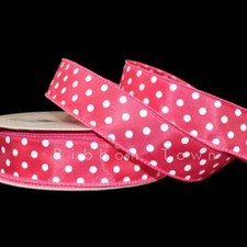 5 Yards New Pink White Polka Dot Wired Ribbon 1 1/2"W