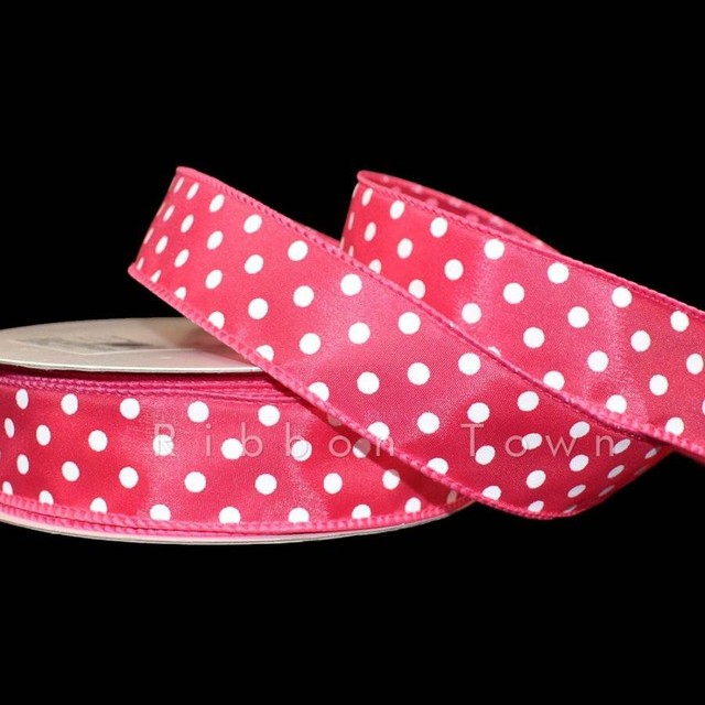 5 Yards New Pink White Polka Dot Wired Ribbon 1 1/2"W eBay