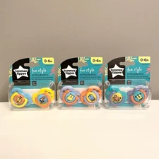 TOMMEE TIPPEE FUN STYLE ANIMAL ORTHODONTIC 0-6 MONTHS PACIFIER 2 PK LOT X3
