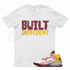White BUILT T Shirt for Lebron 18 Mimi Higher Learning Varsity Mustard Crimson