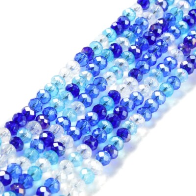 facettierte Glasperlen Kristall Perlen 6mm Mix basteln Rondell DIY rund Strang
