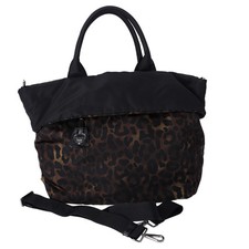 Prada Tessuto Reversible Leopard Print Nylon Tote Bag Brown