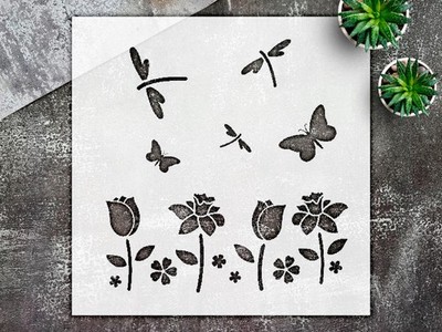 Stencil Field of Flowers - Mylar, DIY Floral Art, Botanical - StencilAir