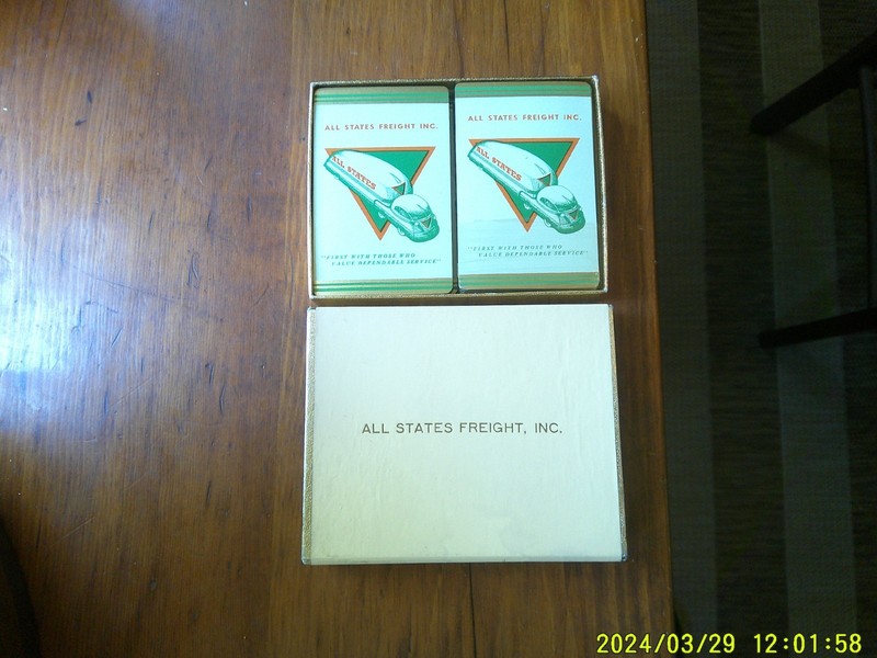 1930's ALL STATES FREIGHT INC TRUCKING PROMO PLAYING CARDS-GRAPHIC-NOS