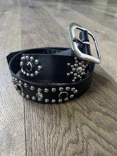 Echt Schmuck Schwarz Leder Rockabilly Nieten Gürtel 34 38 Vintage 50er