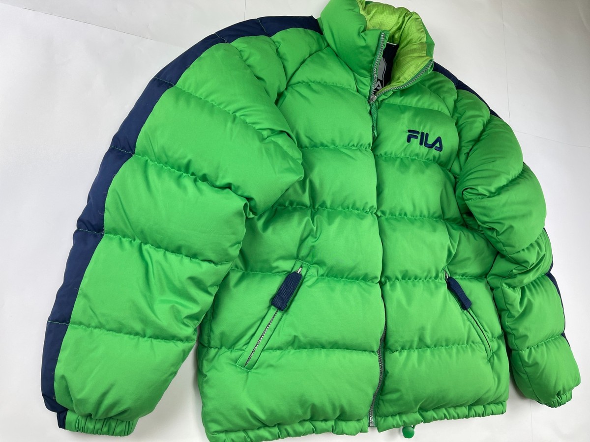 FILA jacket, green, down vintage puffer jacket, 90s hip hop