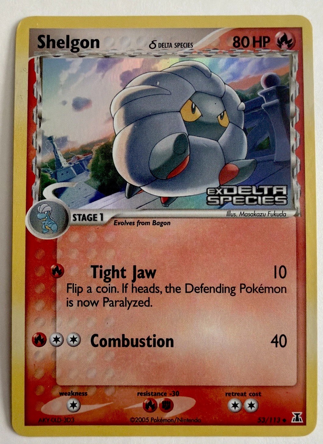 Pokémon TCG Shelgon Card 54/113 EX Delta Species 2005 Holo Stamped