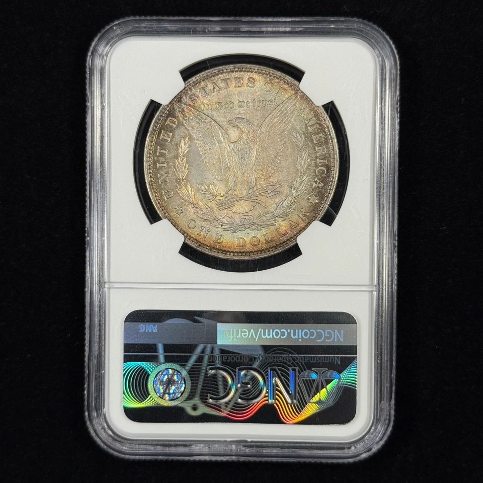 1880 $1 MS63 NGC CAC Toned Morgan Silver Dollar - Lovely Rainbow Toning - Image 2 of 2