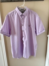 Ted Baker London Lavender Printed Short Sleeve Button Up Shirt Men s Size 6 XXL