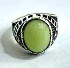 Regal 925 Silver Ring - Natural Green Jade Gemstone - 7g - Size 10 US