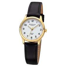 Regent Damen Armbanduhr Analog Lederarmband schwarz URF1420