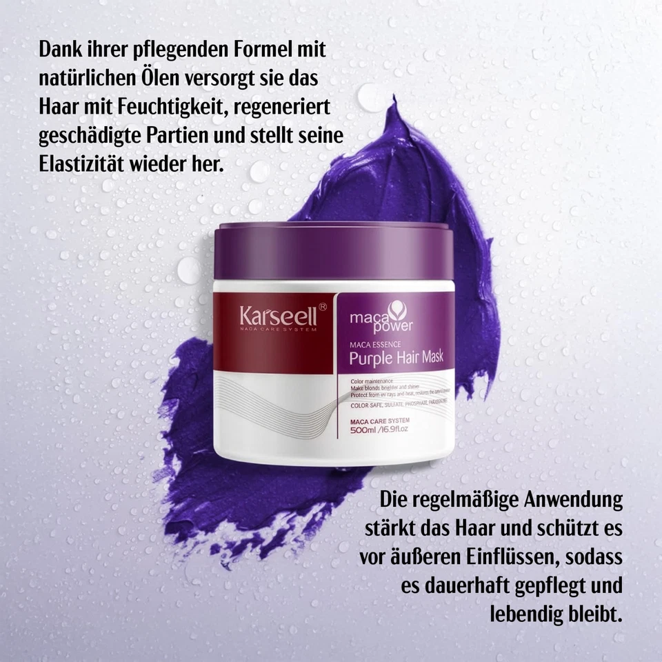 Purple Haarmaske Haarpflege für Blondes Blondiertes Graues Haar Karseell 500ml - Bild 4 von 4