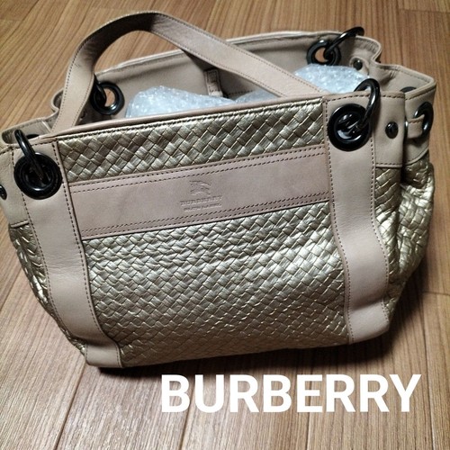 BURBERRY BLUE LABEL Gold Mesh Tote Shoulder Bag