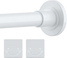 White Shower Curtain Rod Adjustable 30-80" with 30"-80",