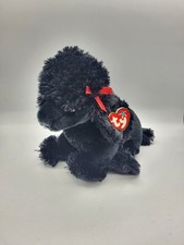 Ty Beanie Buddies 11" GiGi the Poodle Plush Dog Black with Red Bows