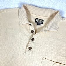 Vtg Tommy Bahama Pale Yellow Relax Bungalow Embroidered Mens Medium Polo Shirt