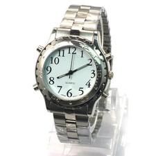 English Talking Watch For Blind Stainless Steel Case Quartz Analog Wrist Watch