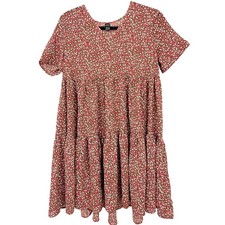 Ditsy Floral Cottagecore Boho Tiered Flowy Peasant Lightweight Grunge Dress S