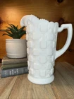 Vintage Westmoreland White Milk Glass 7.5 Inch Pitcher Old Quilt Pattern