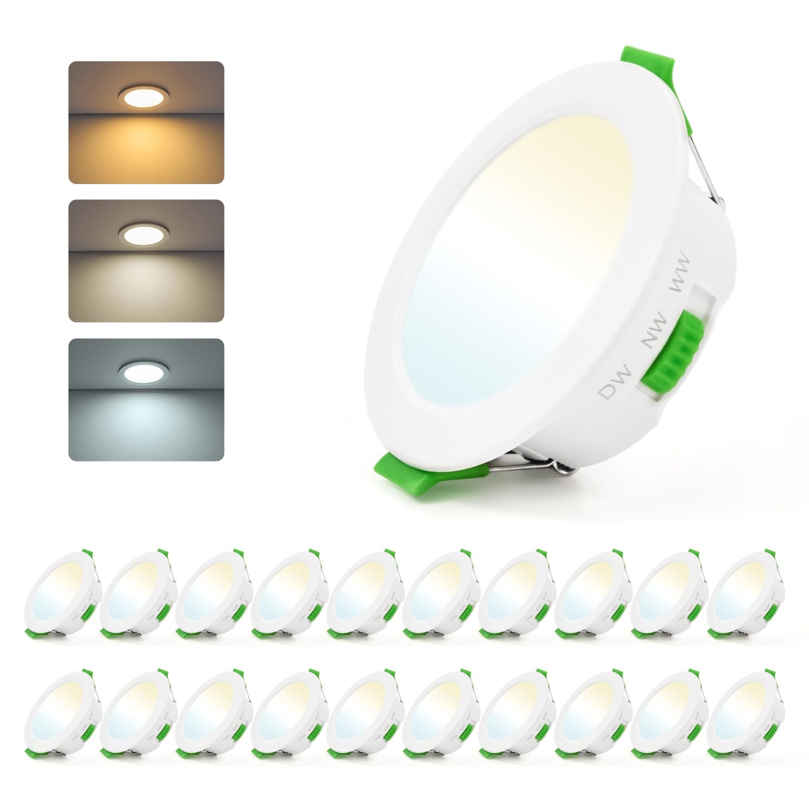 Spot LED encastrable extra plat pour faux plafond bas - Pack de 20 spots 5W