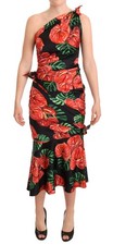 Dolce&Gabbana Women Multicolor Dress Silk Floral Print Draped Bodycon Wrap IT 42