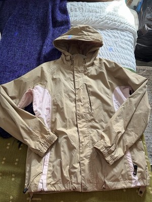 Burton Women's Beige Pink Ski Jacket Hooded Nylon Full Zip Size M