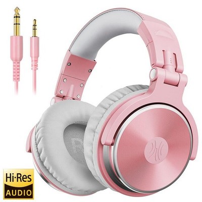 OneOdio Pro 10 Over Ear Kopfhörer mit Kabel rosa-grau kraftvoller Klang Musik