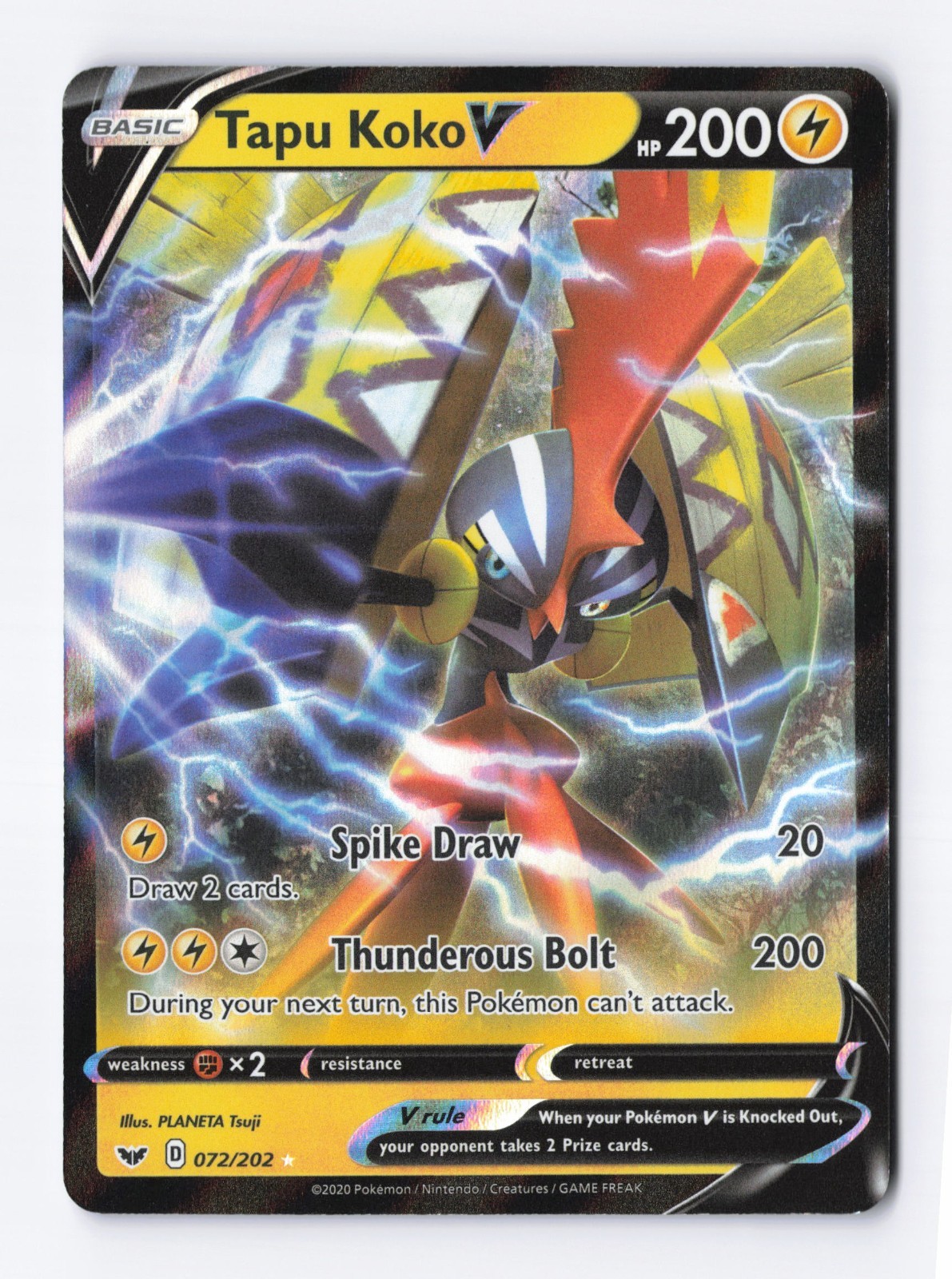tapu koko  V 72/202 ultra rare - Pokemon TCG Sword & Shield Base Set