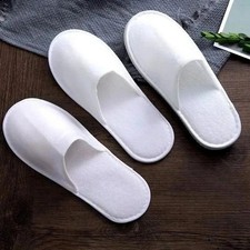 White Non-Slip Disposable Slippers Closed Toe Spa Slippers Hotel Travel Guest