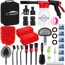 GPUSFAK 26Pcs Car Wash Cleaning Kit with Foam Gun Sprayer Detailing Brushes