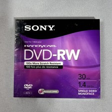 Sony Handycam DVD-RW Re-Writable 30 Minute 1.4 GB Disc Single Side - Sealed New