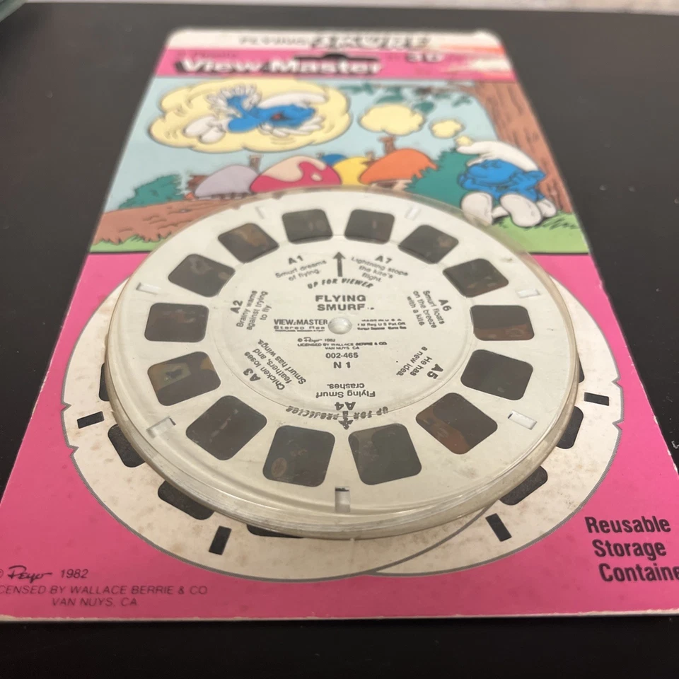 Flying Smurf View-Master 3 Reels, 21 3D Pictures, 1982 Vintage Smurfs Peyo NOS* - Image 3 of 4
