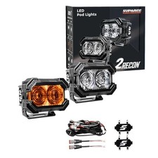 Recon 2 3-inch Led Pod Lights With Black Covers80w 7956lmamber Drl Spot Beam Recon 2 3-inch Led Pod Lights With Black Covers80w 7956lmamber Drl Spot Beam