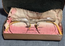Vintage American Optics 1/10 12k GF Gold Filled Semi Rimless Glasses Case Dallas
