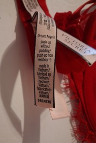 NWT Victoria's Secret DREAM ANGELS Red Bra 34B Unlined Push Up Without Padding