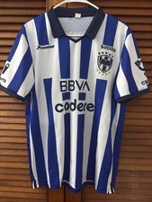 Camiseta Monterrey Azul Blanco Rayas VidUSA BBVA Codere Talla Adulto Grande