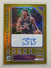 Brandon Boston Jr. 2023-24 Donruss Optic /10 Gold Prizm Auto Signature Series SS