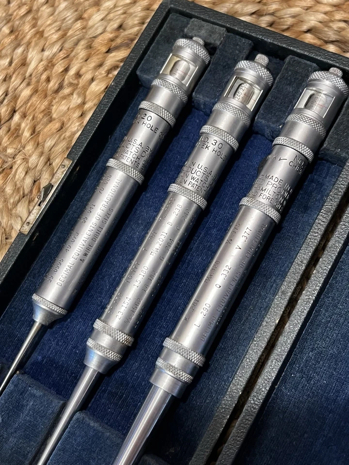 Reloj Hamilton Vintage KWIK CHEK # 20, 30 y 40 Agujeros Micrómetro Juego de Medidores Cónicos Foto 2 de 4