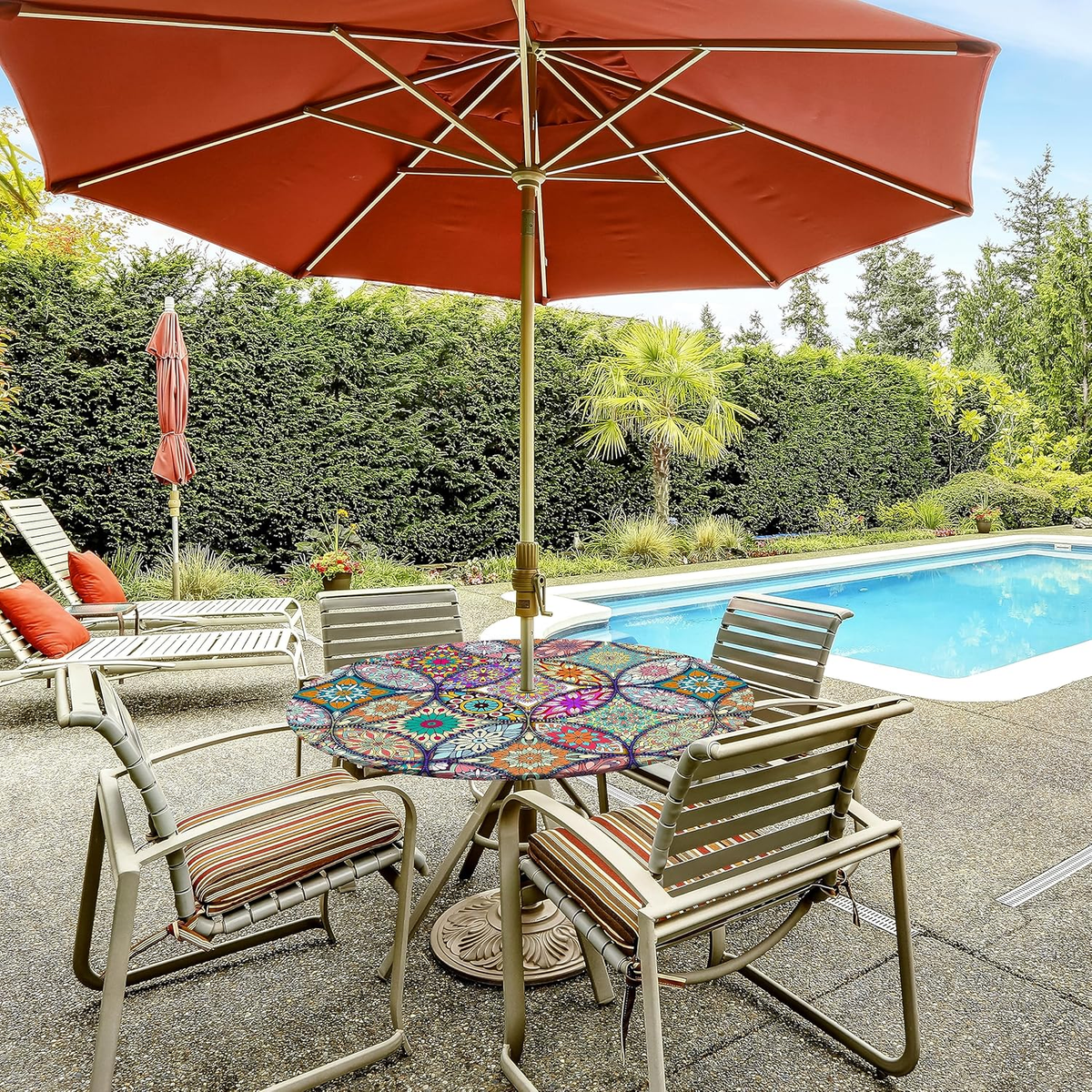 4th of july patio umbrella Flag Crank & Tilt Round Outdoor Patio Umbrella, 7.5'
