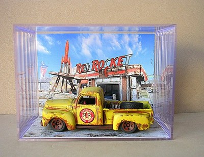 Fallout  RED ROCKET SERVICE STATION    Hot Wheels Truck  mini diorama