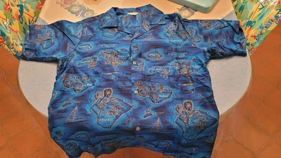 RARE 1950 CHEMISE HAWAIENNE ORIGINAL T. BELLE COULEUR T.L T.B ETAT M. IN HAWAII - Photo 1/4