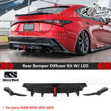 For Lexus Is300 Is350 2021-25 Add On Rear Bumper Diffuser Kit W Led Gloss Black