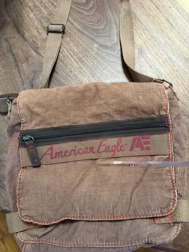 American Eagle Women’s Small Brown Logo Crossbody Bag, Zip, Adjustable Strap