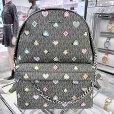 Michael Kors Slater Backpack Medium MK Logo Signature Olive