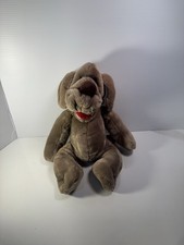 Vintage Ganz Bros Plush Wrinkles Hand Puppet Dog Rare Brown Nose Red Tongue 18