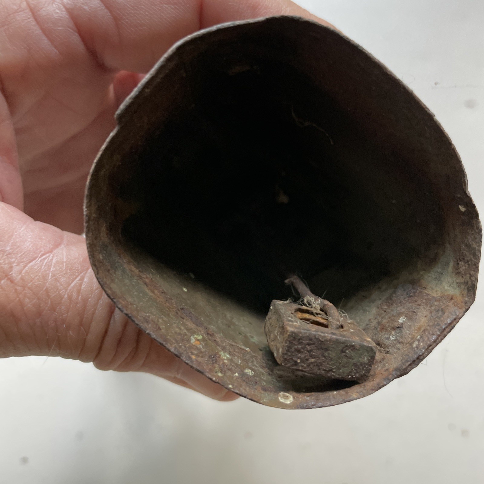 Antique Primitive Goat Bell With Leather Neck Strap